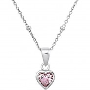 Preisvergleich für Accessoires für Kinder: Silber Mädchen-Halskette mit rosa Herz-Anhänger Halsketten pink Gr. one size Mädchen Kinder