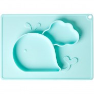 Preisvergleich für Essen & Trinken: "Silikon Baby Tischset mit Platte ""Whale"", 28x20cm" mint