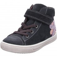 Preisvergleich für Schuhe: Mädchen Sneaker Schuhe Silki Sneaker Kinderschuhe Blumenapplikation Veloursleder uni Halbschuhe grau Gr. 29 Mädchen Kinder