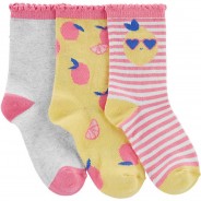 Preisvergleich für Strumpfwaren: Socken 3er Pack  rosa/gelb Gr. 21-24 Mädchen Kleinkinder