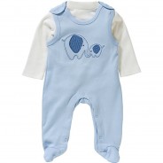 Preisvergleich für Oberteile: Strampler  hellblau/weiß Gr. 56 Jungen Baby