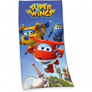 Preisvergleich für Heimtextilien: Strand- & Badetuch Super Wings, Velourstuch 75 x 150 cm blau/gelb