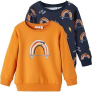 Preisvergleich für Oberteile: Sweatshirt NMMLAKAN Doppelpack , Organic Cotton dunkelblau Gr. 116 Jungen Kinder