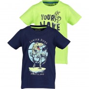 Preisvergleich für Oberteile: T-Shirt Doppelpack  blau-kombi Gr. 128 Jungen Kinder