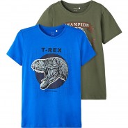 Preisvergleich für Oberteile: T-Shirt Doppelpack  blau/grün Gr. 134/140 Jungen Kinder