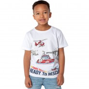 Preisvergleich für Oberteile: T-Shirt FEUERWEHR , Fahrzeuge von SALT AND PEPPER weiß Gr. 116/122 Jungen Kinder