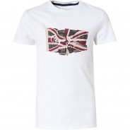 Preisvergleich für Oberteile: T-Shirt FLAG LOGO  weiß Gr. 128 Jungen Kinder