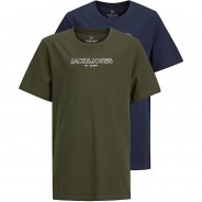 Preisvergleich für Oberteile: T-Shirt JJBANK Doppelpack  dunkelgrün Gr. 128 Jungen Kinder