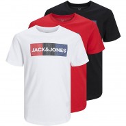Preisvergleich für Oberteile: T-Shirt JJECORP 3er Pack  weiß Gr. 140 Jungen Kinder