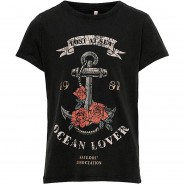 Preisvergleich für Oberteile: T-Shirt KONLUCY  schwarz Gr. 122/128 Mädchen Kinder