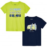Preisvergleich für Oberteile: T-Shirt kurzarm 2er Pack T-Shirts  grün Gr. 122 Jungen Kinder