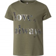 Preisvergleich für Oberteile: T-Shirt NKFBEREN  khaki Gr. 134/140 Mädchen Kinder