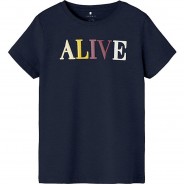 Preisvergleich für Oberteile: T-Shirt NKFTOLLE , Organic Cotton dunkelblau Gr. 134/140 Mädchen Kinder