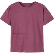 Preisvergleich für Oberteile: T-Shirt NKFTULLI , Organic Cotton dunkelrot Gr. 122/128 Mädchen Kinder