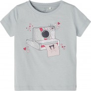 Preisvergleich für Oberteile: T-Shirt NMFBRIGATTA  hellgrau Gr. 110 Mädchen Kleinkinder
