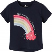 Preisvergleich für Oberteile: T-Shirt NMFFINA , Organic Cotton dunkelblau Gr. 86 Mädchen Kleinkinder