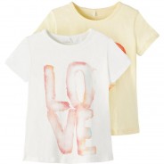 Preisvergleich für Oberteile: T-Shirt NMFFUTURE Doppelpack , Organic Cotton weiß Gr. 98 Mädchen Kleinkinder