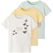 Preisvergleich für Oberteile: T-Shirt NMFJUSA 3er Pack  gelb Gr. 98 Mädchen Kleinkinder