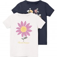 Preisvergleich für Oberteile: T-Shirt NMFVEEN Doppelpack  dunkelblau Gr. 122/128 Mädchen Kinder
