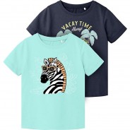 Preisvergleich für Oberteile: T-Shirt NMMVICTOR Doppelpack  türkis Gr. 92 Jungen Kleinkinder