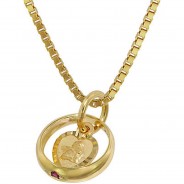 Preisvergleich für Accessoires für Kinder: Taufring Rubin Amorherz Gold 585 an goldplattierter Halskette Halsketten Gr. one size