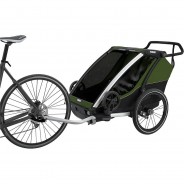 Preisvergleich für Fahrradanhänger: Thule Chariot Cab, Multisport-Fahrradanhänger Zweisitzer, aluminium/zypressengrün oliv