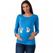 Preisvergleich für Mode für Mamas: Umstandslangarmshirt Baby Füße mit Motiv Umstandslangarmshirts dunkelblau Gr. 38 Damen Erwachsene
