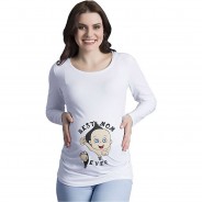 Preisvergleich für Mode für Mamas: Umstandslangarmshirt Best Mom Ever mit Motiv Umstandslangarmshirts weiß Gr. 38 Damen Erwachsene