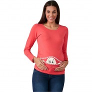 Preisvergleich für Mode für Mamas: Umstandslangarmshirt Coming Soon mit Motiv Umstandslangarmshirts koralle Gr. 42 Damen Erwachsene