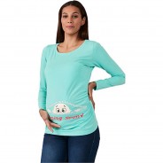 Preisvergleich für Mode für Mamas: Umstandslangarmshirt Coming Soon mit Motiv Umstandslangarmshirts mint Gr. 42 Damen Erwachsene