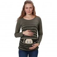 Preisvergleich für Mode für Mamas: Umstandslangarmshirt Guck Guck mit Motiv Umstandslangarmshirts khaki Gr. 38 Damen Erwachsene