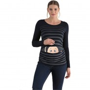 Preisvergleich für Mode für Mamas: Umstandslangarmshirt Guck Guck mit Motiv Umstandslangarmshirts schwarz Gr. 40 Damen Erwachsene