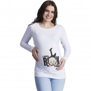 Preisvergleich für Mode für Mamas: Umstandslangarmshirt I Will Rock You mit Motiv Umstandslangarmshirts weiß Gr. 38 Damen Erwachsene