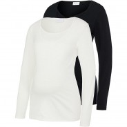 Preisvergleich für Mode für Mamas: Umstandslangarmshirt MEA Doppelpack mit Stillfunktion, Organic Cotton schwarz/weiß Gr. 40 Damen Kinder