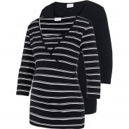 Preisvergleich für Mode für Mamas: Umstandslangarmshirt MLLEA mit Stillfunktion, Organic Cotton schwarz Gr. 38 Damen Kinder
