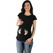 Preisvergleich für Mode für Mamas: Umstandsshirt Baby Füße mit Motiv Umstandsshirts schwarz Gr. 40 Damen Erwachsene