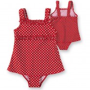 Preisvergleich für Bademode: UV-Schutz Badeanzug mit Rock Punkte Badeanzüge  rot Gr. 134/140 Mädchen Kinder