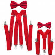 Preisvergleich für Accessoires für Kinder: Vater und Sohn Hosenträger mit Fliege Set für Herren und Kinder Hosenträger  rot Gr. one size Jungen Kinder