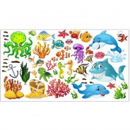 Preisvergleich für Wandtattoos: Wandtattoo 059 Wandtattoo Unterwasserwelt Fische Delfin Hai Korallen Nemo Wandtattoos bunt Gr. 75 x 100 - 100 x 100