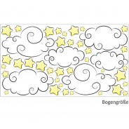 Preisvergleich für Wandtattoos: Wandtattoo 112 Wandtattoo Sterne & Wolken Aufkleber Sticker Wandtattoos weiß Gr. 200 x 110