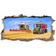 Preisvergleich für Wandtattoos: Wandtattoo 134 Wandtattoo Mähdrescher und Traktor - Loch in der Wand - 750 x 380 mm Wandtattoos bunt Gr. 200 x 100