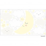 Preisvergleich für Wandtattoos: Wandtattoo 137 Mond mit Wolken und Sternen weiß gelb in 6 vers. Größen Wandtattoos Gr. 100 x 55