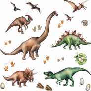 Preisvergleich für Wandtattoos: Wandtattoo 167 Dinosaurier T-Rex, Triceratops, Stegosaurus in 6 vers. Größen Wandtattoos grün Gr. 200 x 110