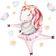Preisvergleich für Wandtattoos: Wandtattoo Aquarell Einhorn tanzend als Ballerina Wandtattoos mehrfarbig Gr. 60 x 60