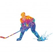 Preisvergleich für Wandtattoos: Wandtattoo Aquarell Eishockeyspieler Sport Wandtattoos mehrfarbig Gr. 55 x 30