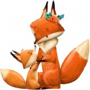 Preisvergleich für Wandtattoos: Wandtattoo Aquarell Fuchs Mama mit Fuchs Tierbaby Wandtattoos mehrfarbig Gr. 60 x 60