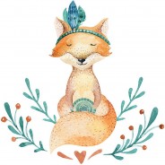Preisvergleich für Wandtattoos: Wandtattoo Aquarell Fuchs mit Indianer Federn Wandtattoos mehrfarbig Gr. 100 x 220
