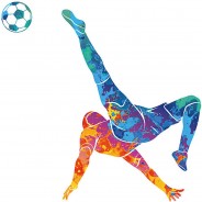 Preisvergleich für Wandtattoos: Wandtattoo Aquarell Fußballer mit Ball Wandtattoos mehrfarbig Gr. 60 x 60