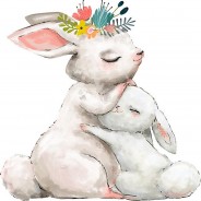 Preisvergleich für Wandtattoos: Wandtattoo Aquarell Hasen Mutter mit Baby Wandtattoos mehrfarbig Gr. 60 x 60