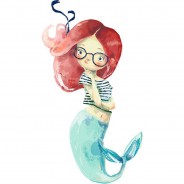 Preisvergleich für Wandtattoos: Wandtattoo Aquarell Meerjungfrau mit roten Haaren Wandtattoos mehrfarbig Gr. 88 x 160